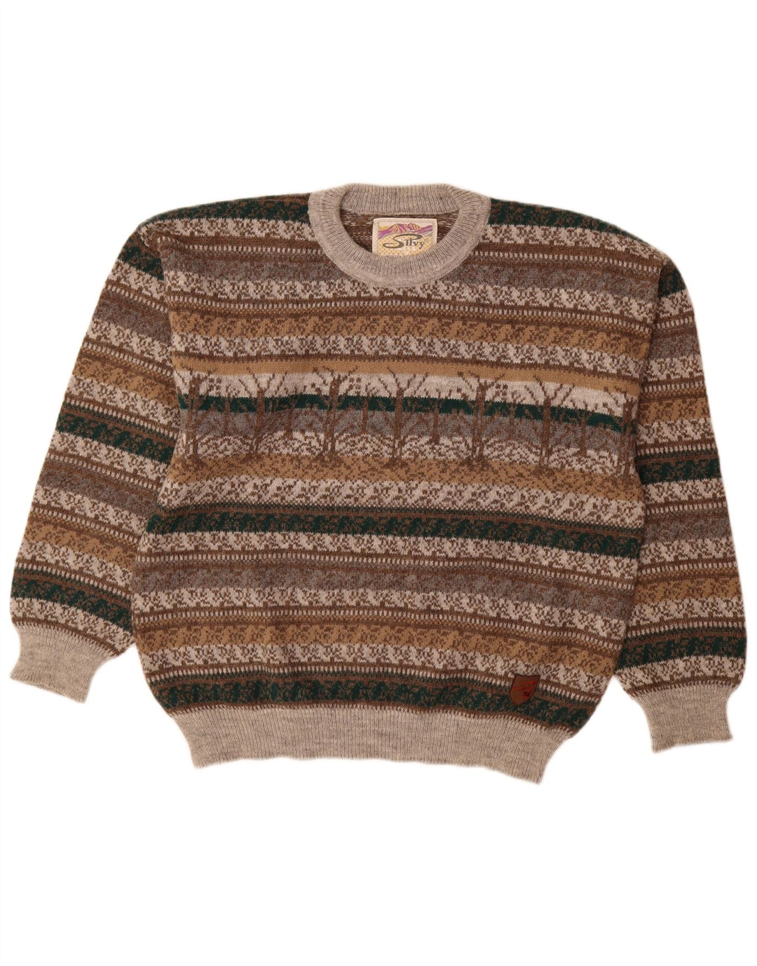 Silvy Ανδρικό πουλόβερ με λαιμόκοψη IT 48 Medium Grey Fair Isle Alpaca Wool