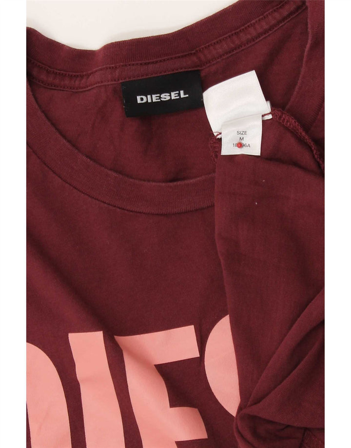 Ανδρικό γραφικό T-Shirt Diesel Top από μεσαίο μπορντό βαμβάκι