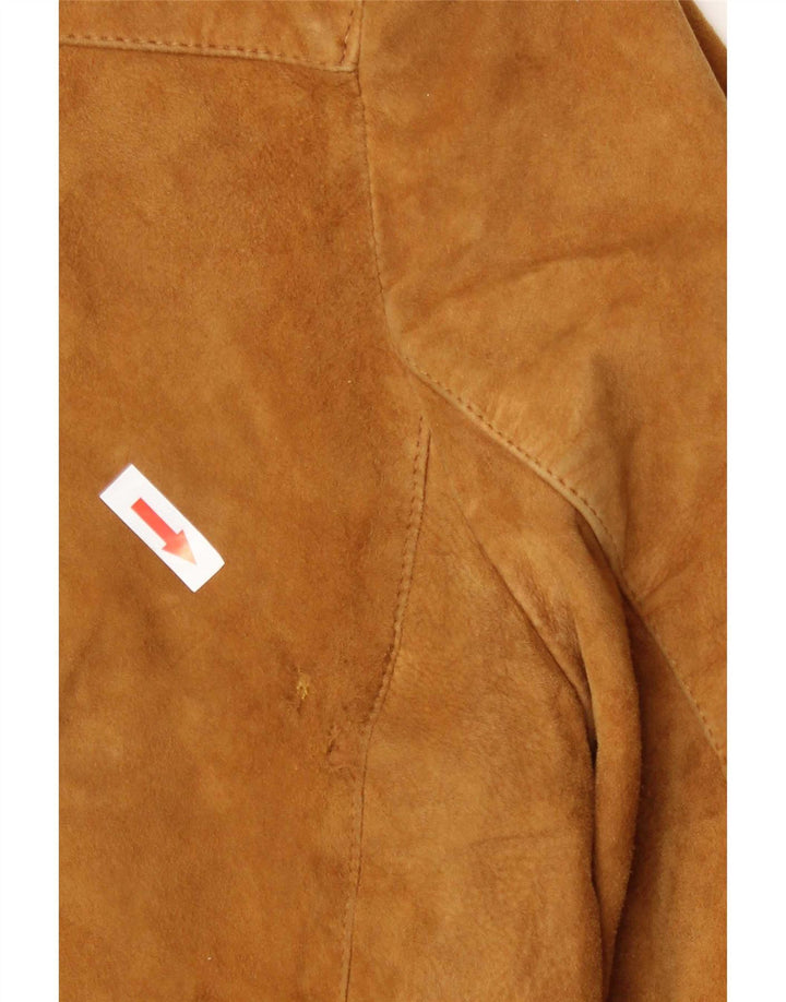 Vintage Ανδρικό Suede Bomber Jacket IT 50 Medium Beige Leather