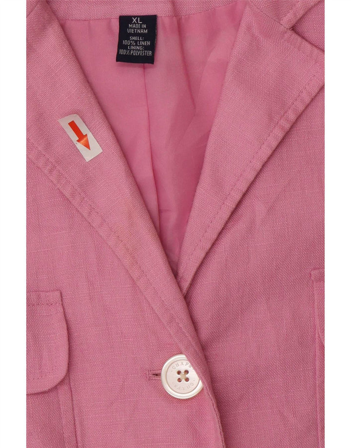 Chaps Γυναικείο Μπουφάν με 4 κουμπιά 3/4 μανίκια Blazer UK 18 XL Ροζ Λινό