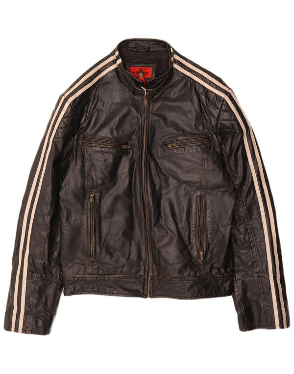 Mission Womens Moto Racer Δερμάτινο μπουφάν UK 40 Large μαύρο ριγέ δέρμα