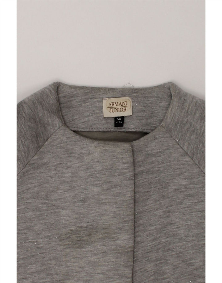 ARMANI JUNIOR Girls Cardigan Sweater 4-5 Years Grey Cotton | Vintage Armani Junior | Thrift | Second-Hand Armani Junior | Used Clothing | Messina Hembry 