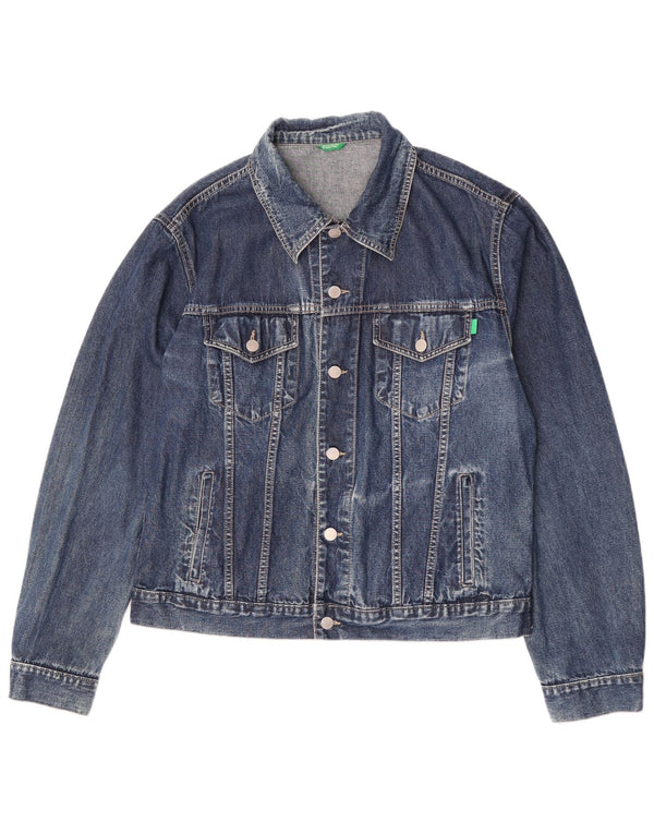 Ανδρικό τζιν μπουφάν Benetton UK 42 XL Μπλε βαμβακερό