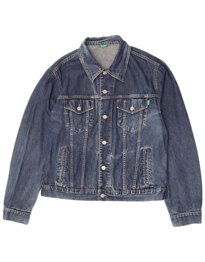 Ανδρικό τζιν μπουφάν Benetton UK 42 XL Μπλε βαμβακερό