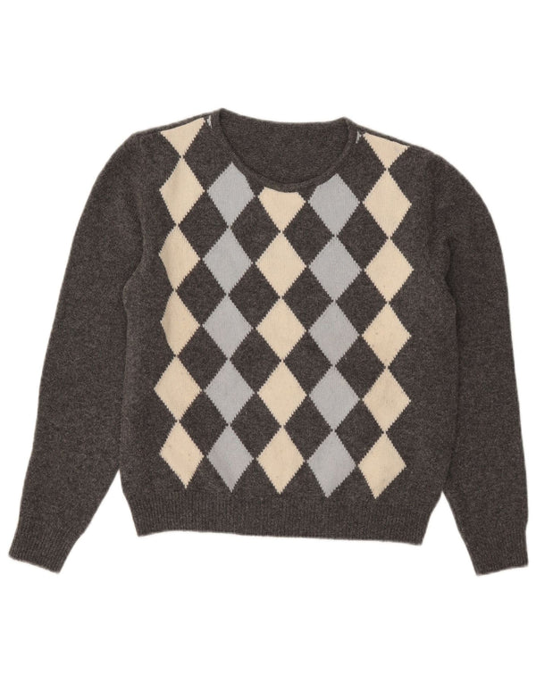 Γυναικείο πουλόβερ Vintage Crew Neck Jumper UK 14 Medium Grey Argyle/Diamond
