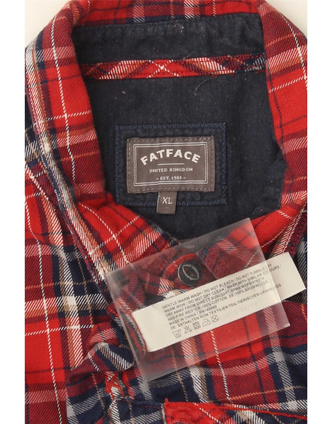 Ανδρικό φανελένιο πουκάμισο Fat Face XL Red Check Cotton