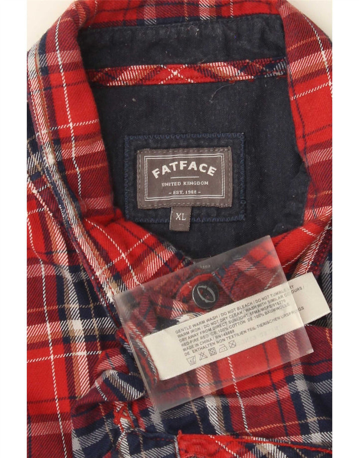 Ανδρικό φανελένιο πουκάμισο Fat Face XL Red Check Cotton