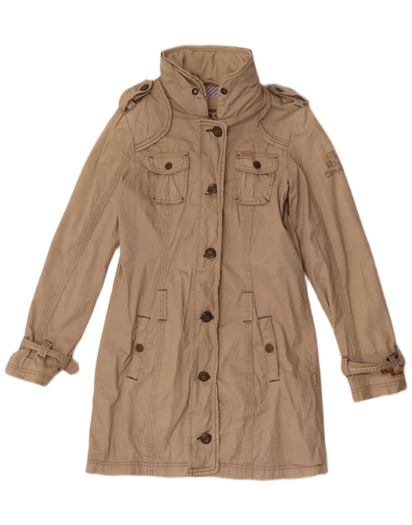 KHUJO Womens Military Trench Coat UK 16 Large Beige Cotton
