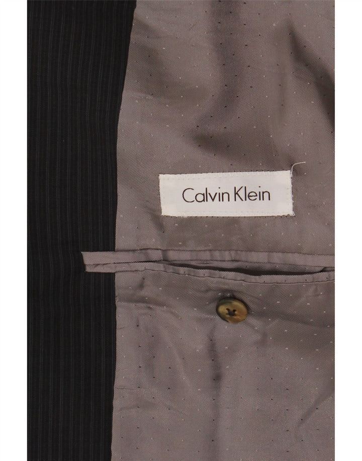 Calvin Klein Ανδρικό Longline Blazer Jacket UK 44 2XL Black Pinstripe New Wool