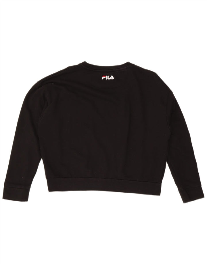 Γυναικείο γραφικό φούτερ FILA υπερμεγέθη Crop Jumper UK 10 Small Black