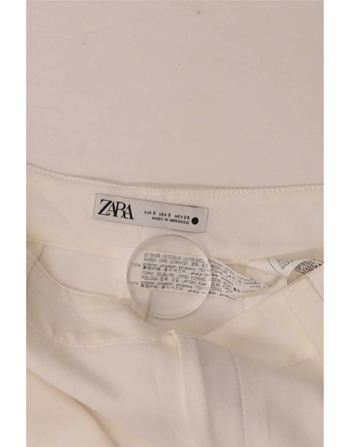 Zara Γυναικείο ίσιο Casual Παντελόνι Small W26 L32 Λευκό Πολυεστέρα