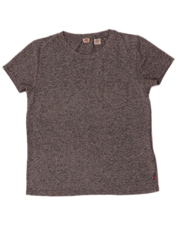 LEVI'S Womens T-Shirt Top UK 10 Small Grey Flecked Polyester