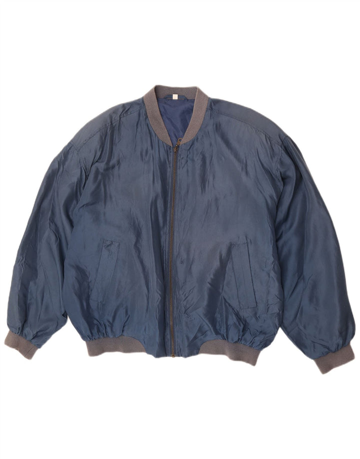 Vintage Ανδρικό Bomber Jacket UK 42 XL Blue Silk