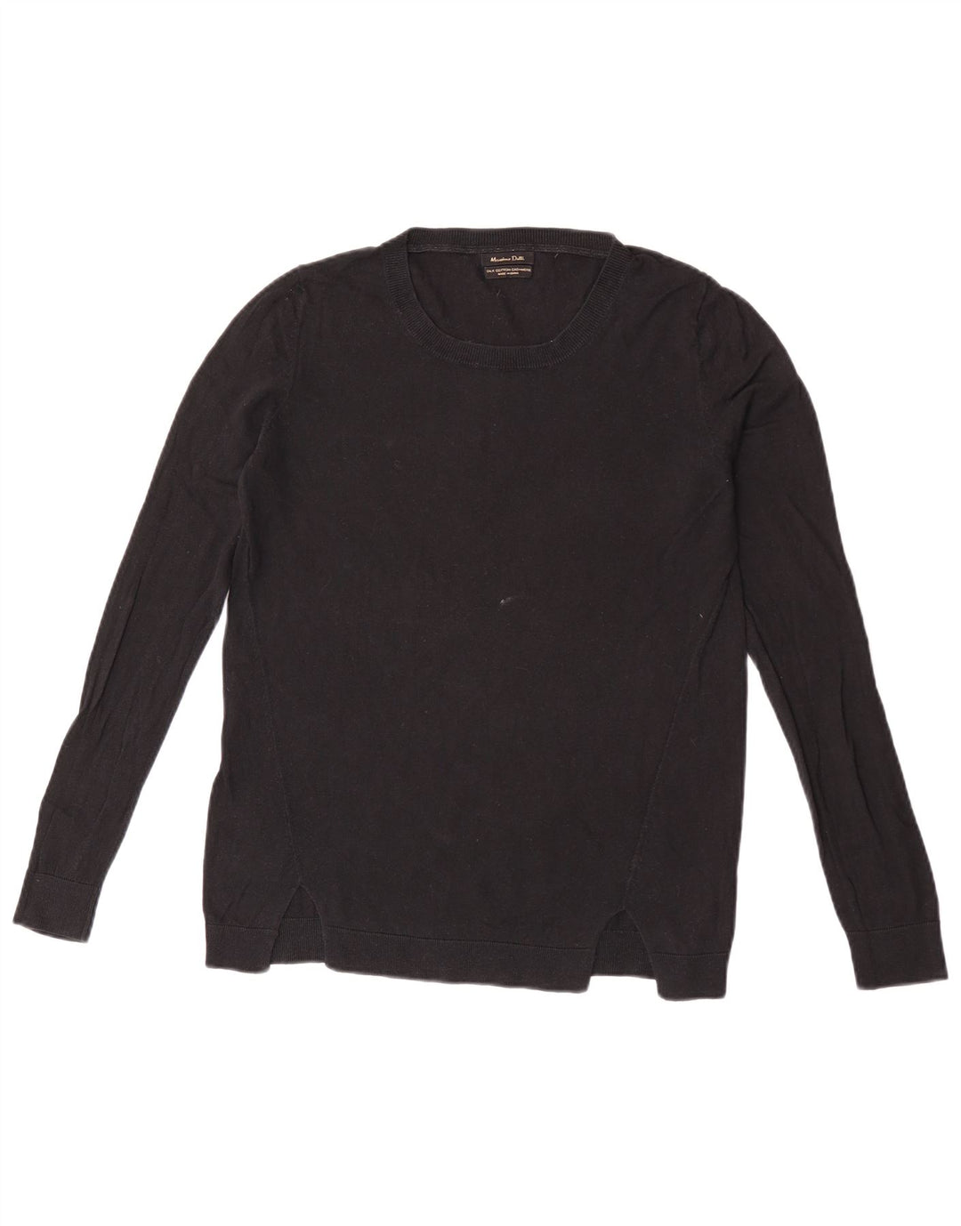 Massimo Dutti Γυναικείο πουλόβερ με λαιμόκοψη UK 14 μεσαίο μαύρο βαμβακερό