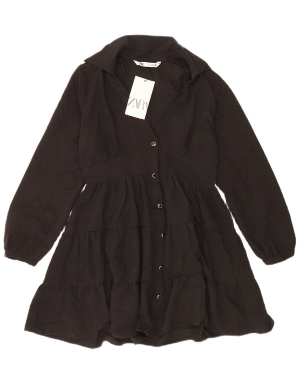 Zara Γυναικείο Loose Fit Μακρυμάνικο Φόρεμα UK 6 XS Μαύρο Πολυεστέρας