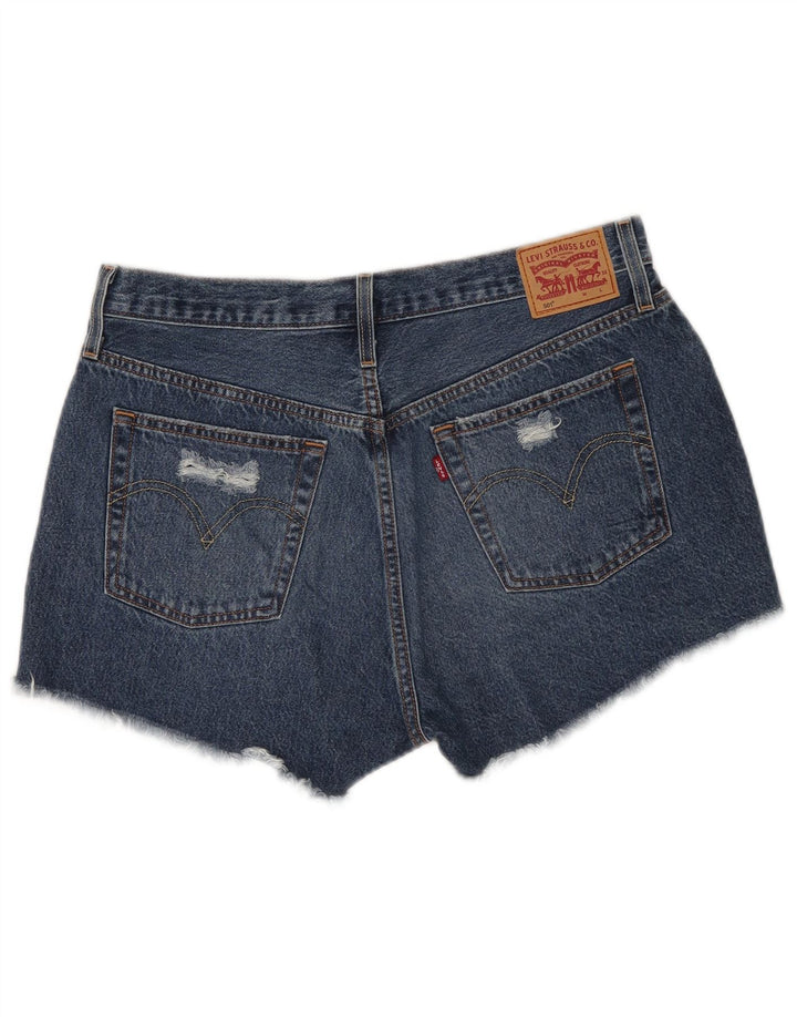 Levi's Womens 501 Distressed τζιν σορτς W32 μεγάλο μπλε βαμβακερό
