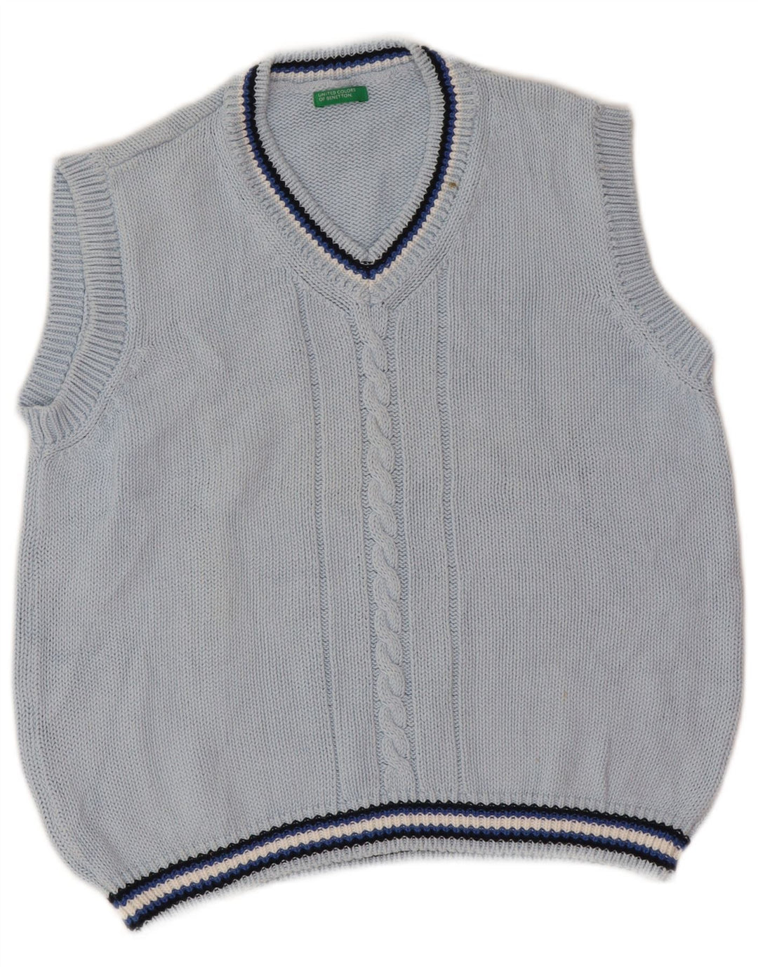 Benetton Boys Vest Tank Top 7-8 Years Blue ριγέ
