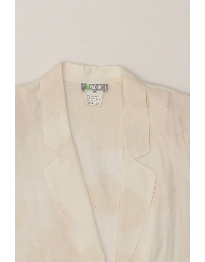 EGOISTE Womens 2 Button Blazer Jacket IT 46 Large Beige Fair Isle Aztec Vintage Egoiste and Second-Hand Egoiste from Messina Hembry 