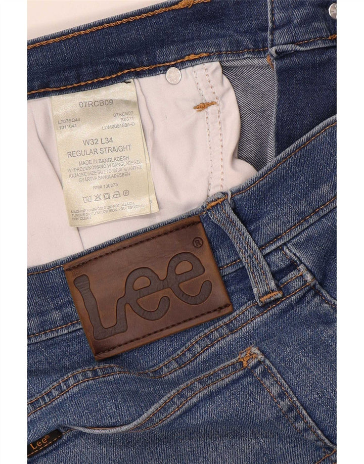Lee Mens Regular Straight Jeans W32 L34 Blue Cotton