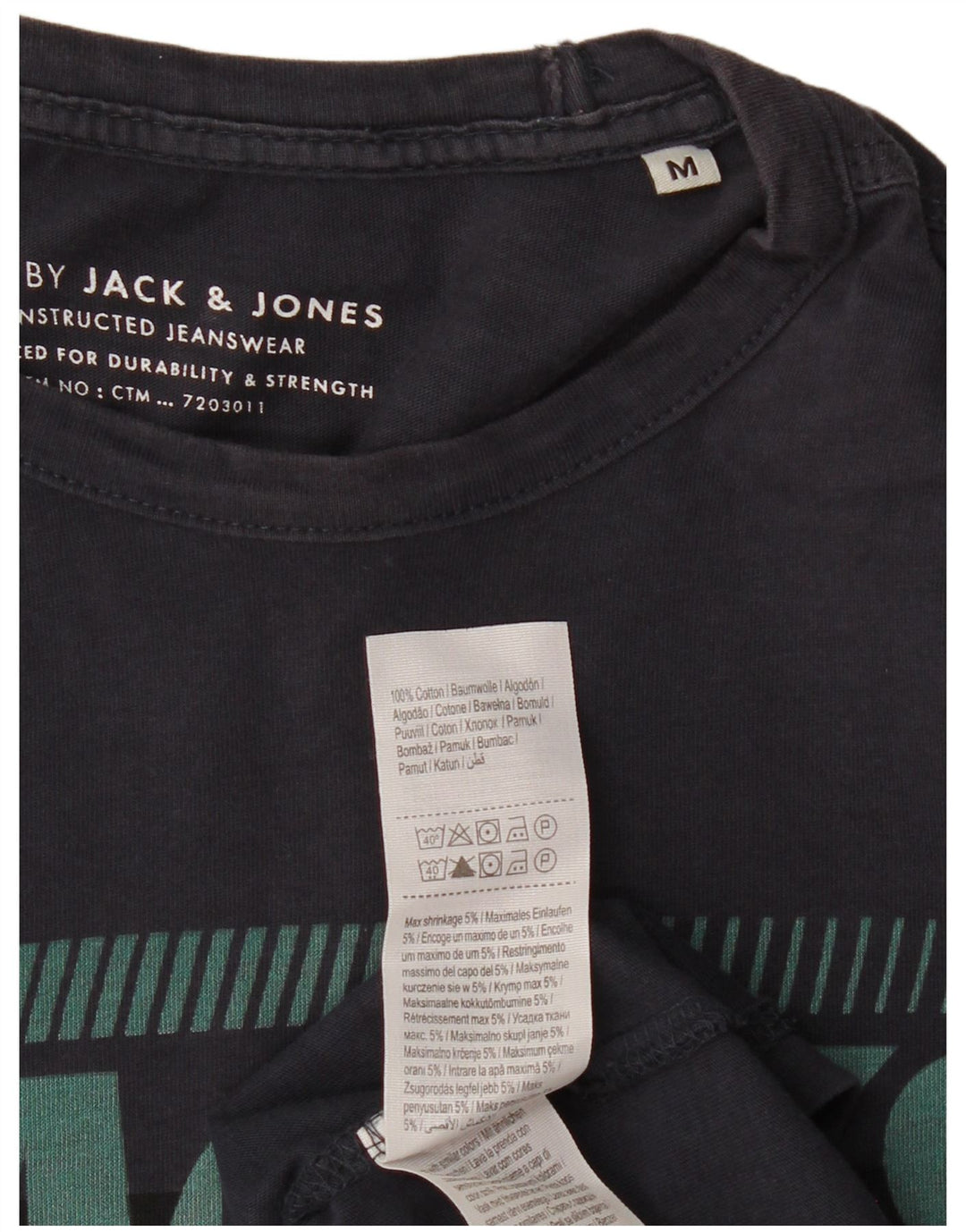 Ανδρικό γραφικό μπλουζάκι JACK & JONES Τοπ μεσαίου μπλε βαμβακερό