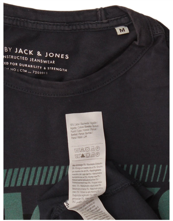 Ανδρικό γραφικό μπλουζάκι JACK & JONES Τοπ μεσαίου μπλε βαμβακερό