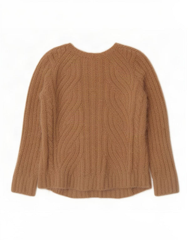 Marks & Spencer Womens V-Neck Jumper Sweater UK 12 Medium Beige Polyester