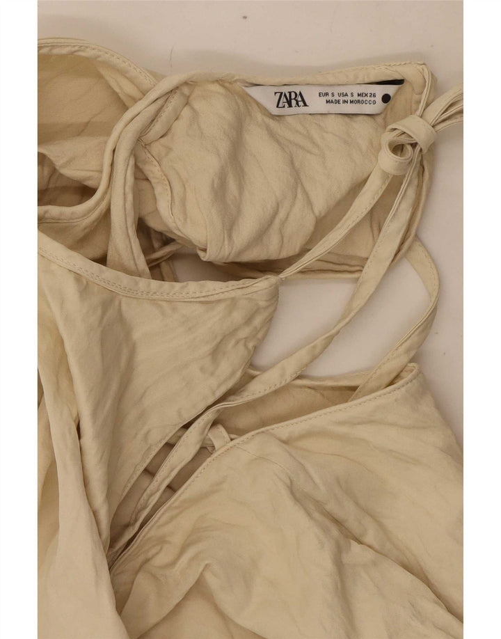 Zara Womens Halter Top 10 Small Off White Viscose