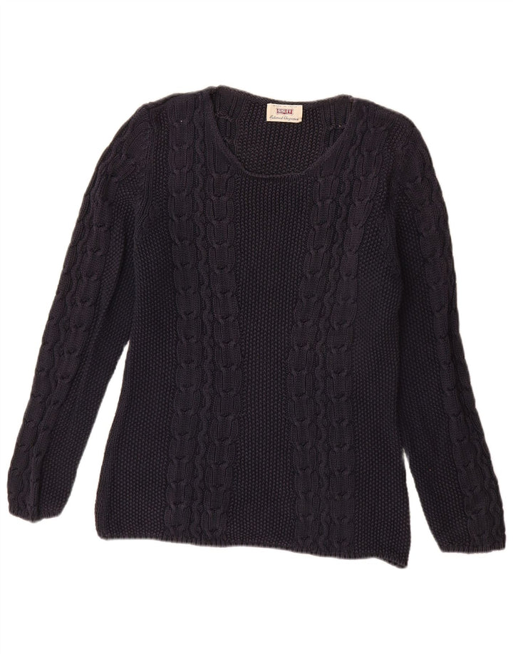 Γυναικείο πουλόβερ SISLEY Boat Neck Jumper UK 14 Medium Navy Blue