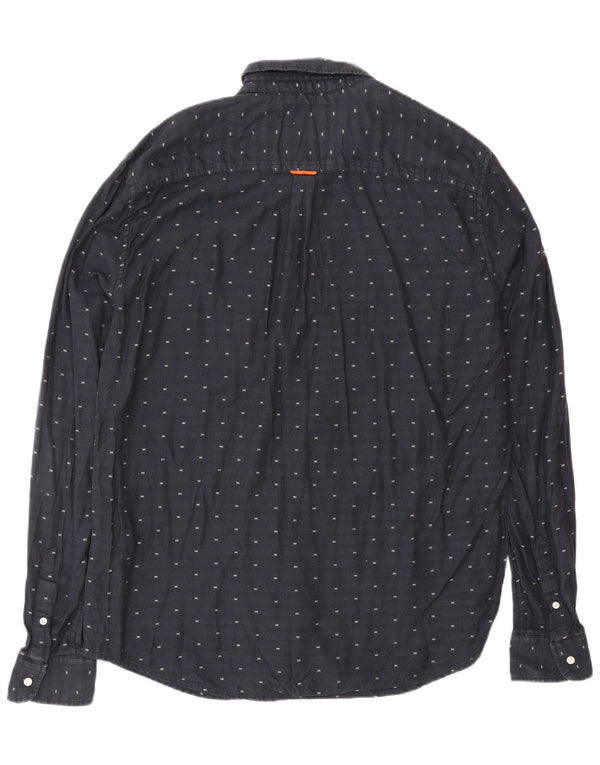 Ανδρικό πουκάμισο με κανονική εφαρμογή SUPERDRY XL Βαμβακερό σε μπλε ναυτικό χρώμα