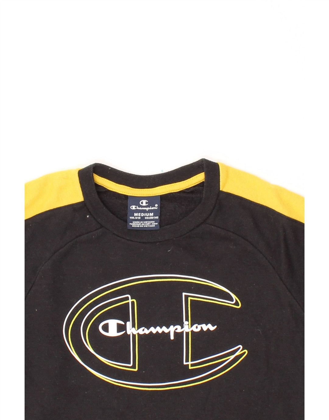 CHAMPION Boys Graphic Sweatshirt Jumper 9-10 Years Medium Black Vintage Champion and Second-Hand Champion from Messina Hembry 