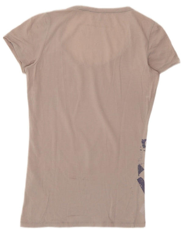 Guess Γυναικείο γραφικό T-Shirt Top UK 6 XS Γκρι βαμβακερό