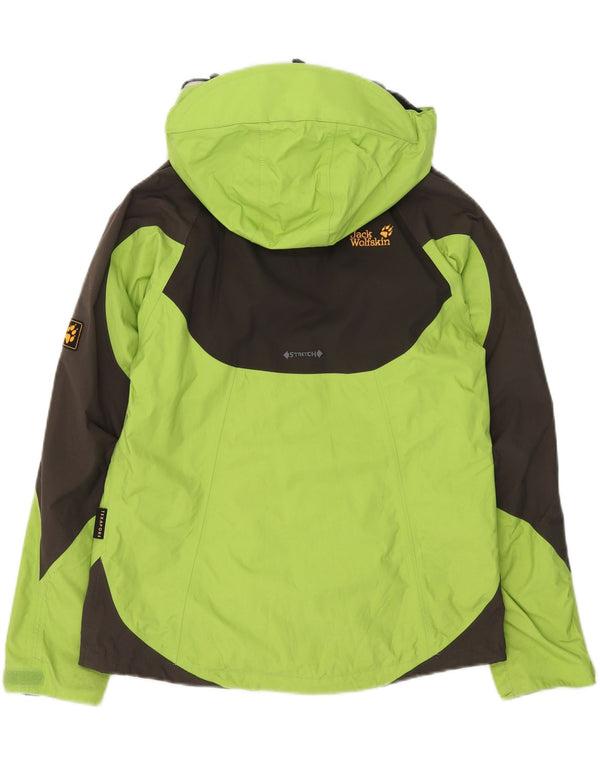 Jack Wolfskin γυναικείο μπουφάν βροχής με κουκούλα UK 12/14 Medium Green Colourblock