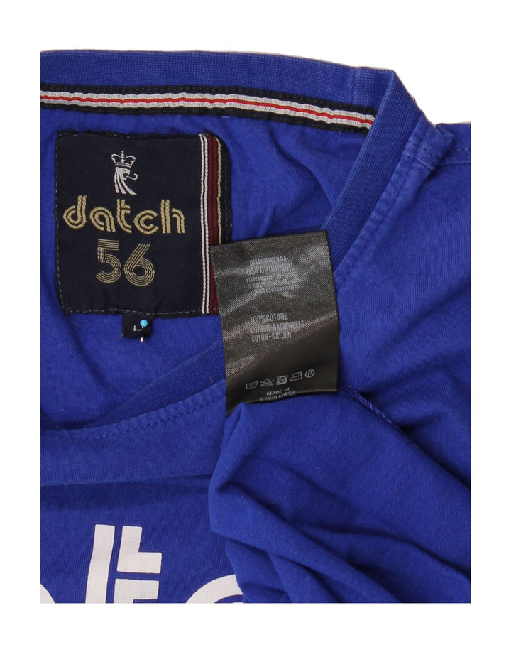 DATCH Mens Graphic T-Shirt Top Large Blue Cotton Vintage Datch and Second-Hand Datch from Messina Hembry 