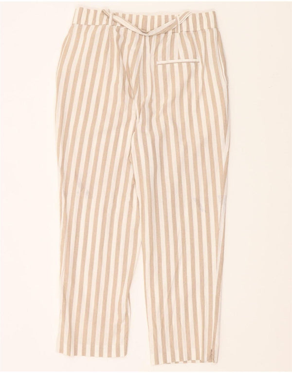 Zara Γυναικείο ίσιο κομμένο παντελόνι Μεσαίο W28 L24 Μπεζ ρίγες