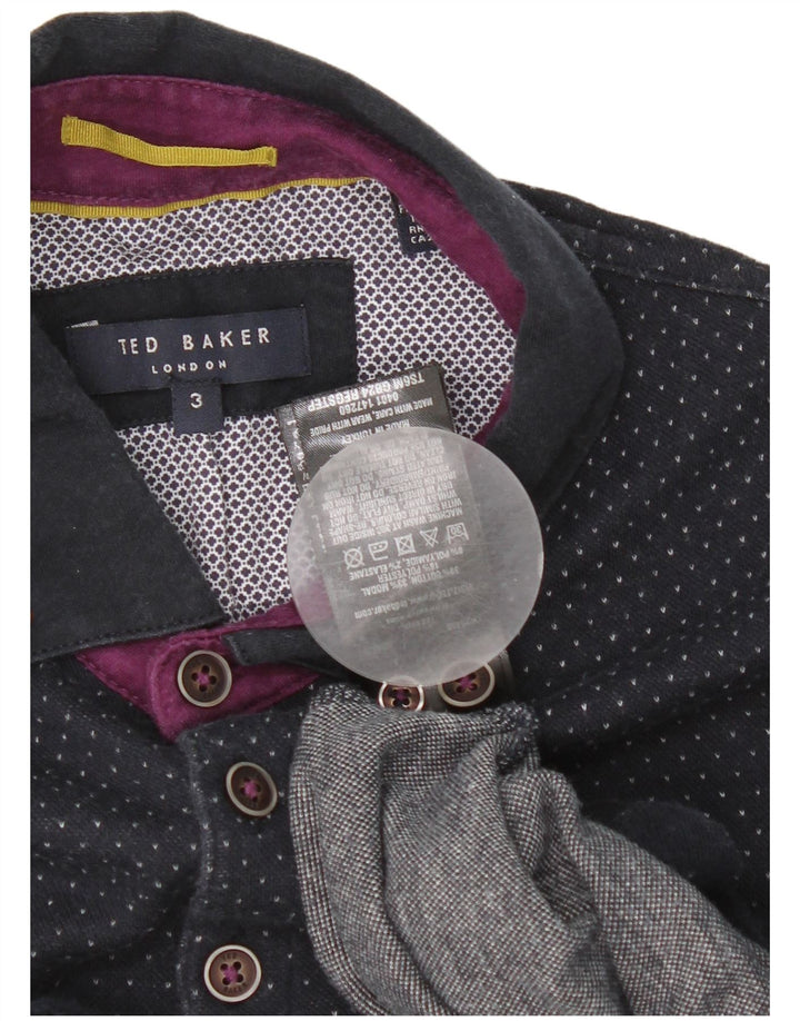 Ανδρικό μπλουζάκι πόλο Ted Baker, Μέγεθος 3, Βαμβακερό με στίγματα σε μπλε ναυτικό