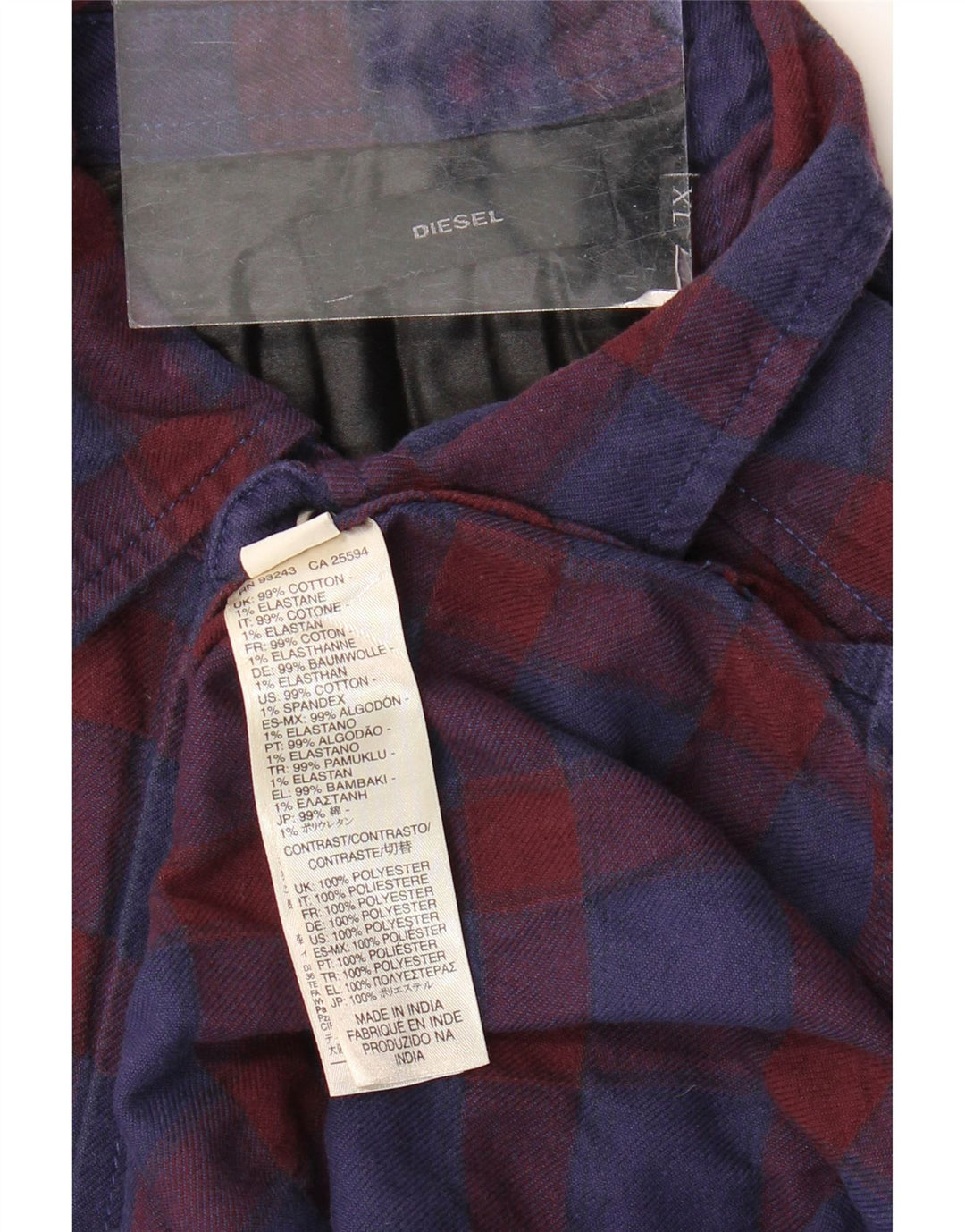Ανδρικό Diesel Flannel πουκάμισο XL Navy Blue Check Cotton