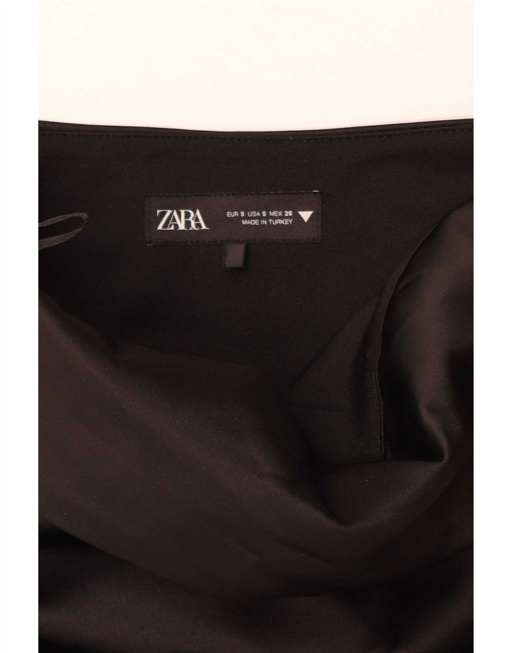 Zara Womens Crop Strapless Top 10 Small Black Polyester