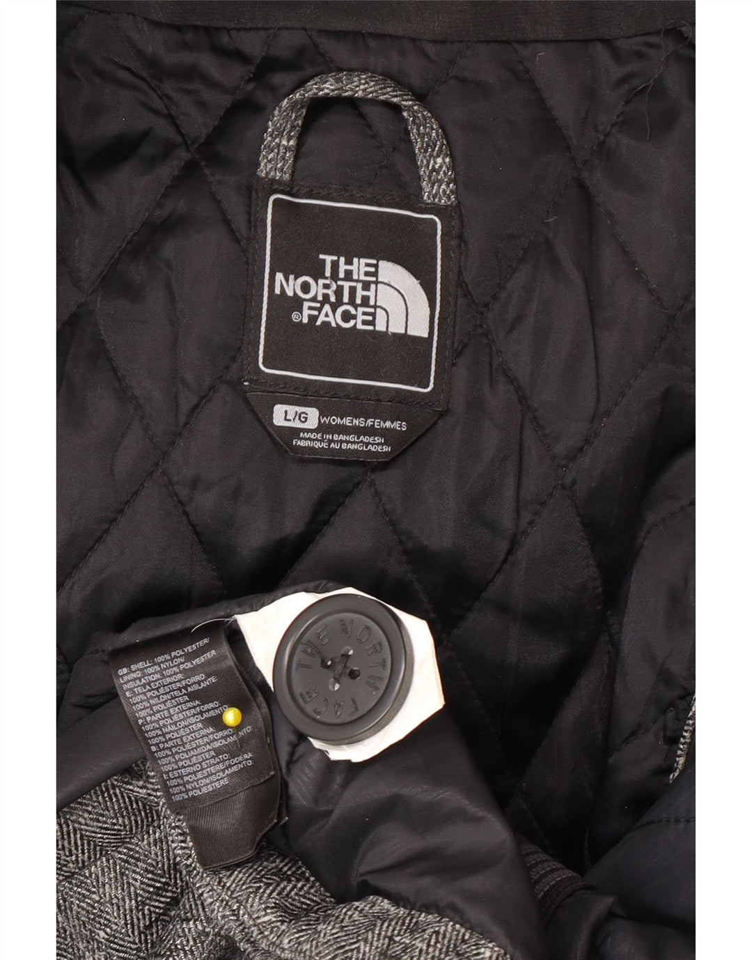 The North Face Γυναικείο Bomber Jacket με κουκούλα UK 16 Large Grey Ψαροκόκκαλο