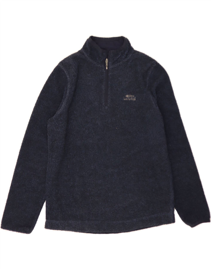 WEIRD FISH Mens Zip Neck Fleece Jumper Small Navy Blue Polyester Vintage Weird Fish and Second-Hand Weird Fish from Messina Hembry 