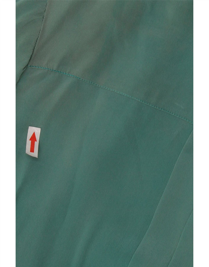 VINTAGE Γυναικεία Μπροστινή Γραβάτα Μακρυμάνικη Μπλούζα Μπλούζα UK 16 Large Green Silk