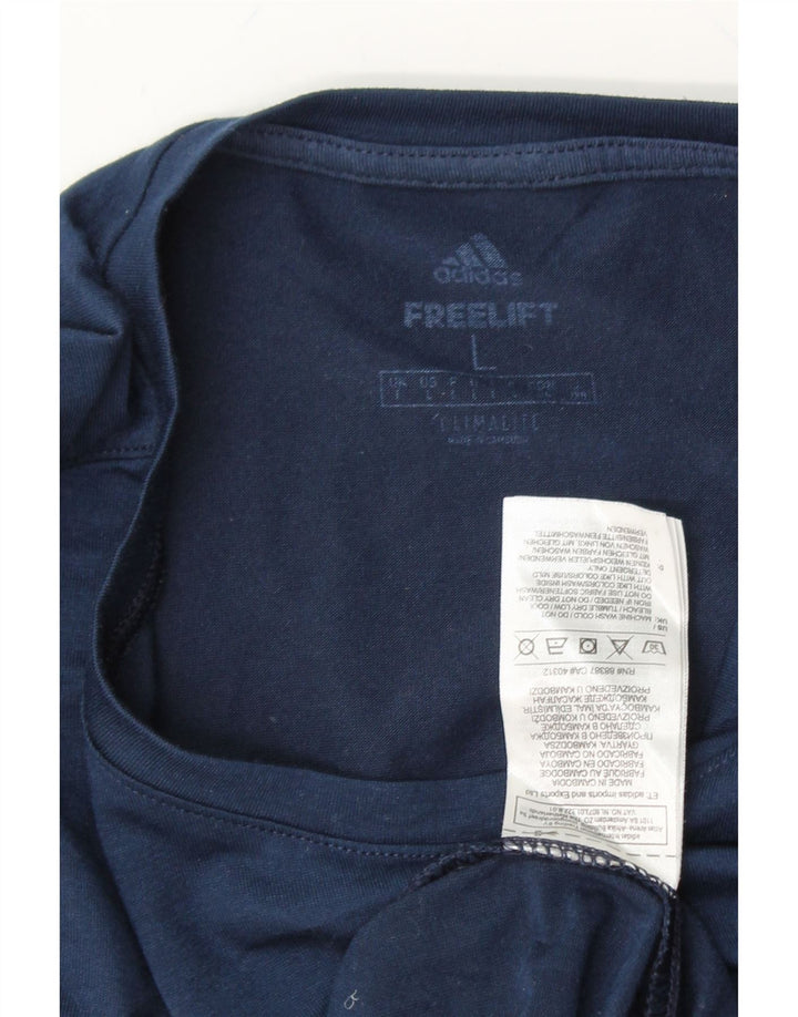 ADIDAS Mens Climalite T-Shirt Top Large Navy Blue Polyester Vintage Adidas and Second-Hand Adidas from Messina Hembry 