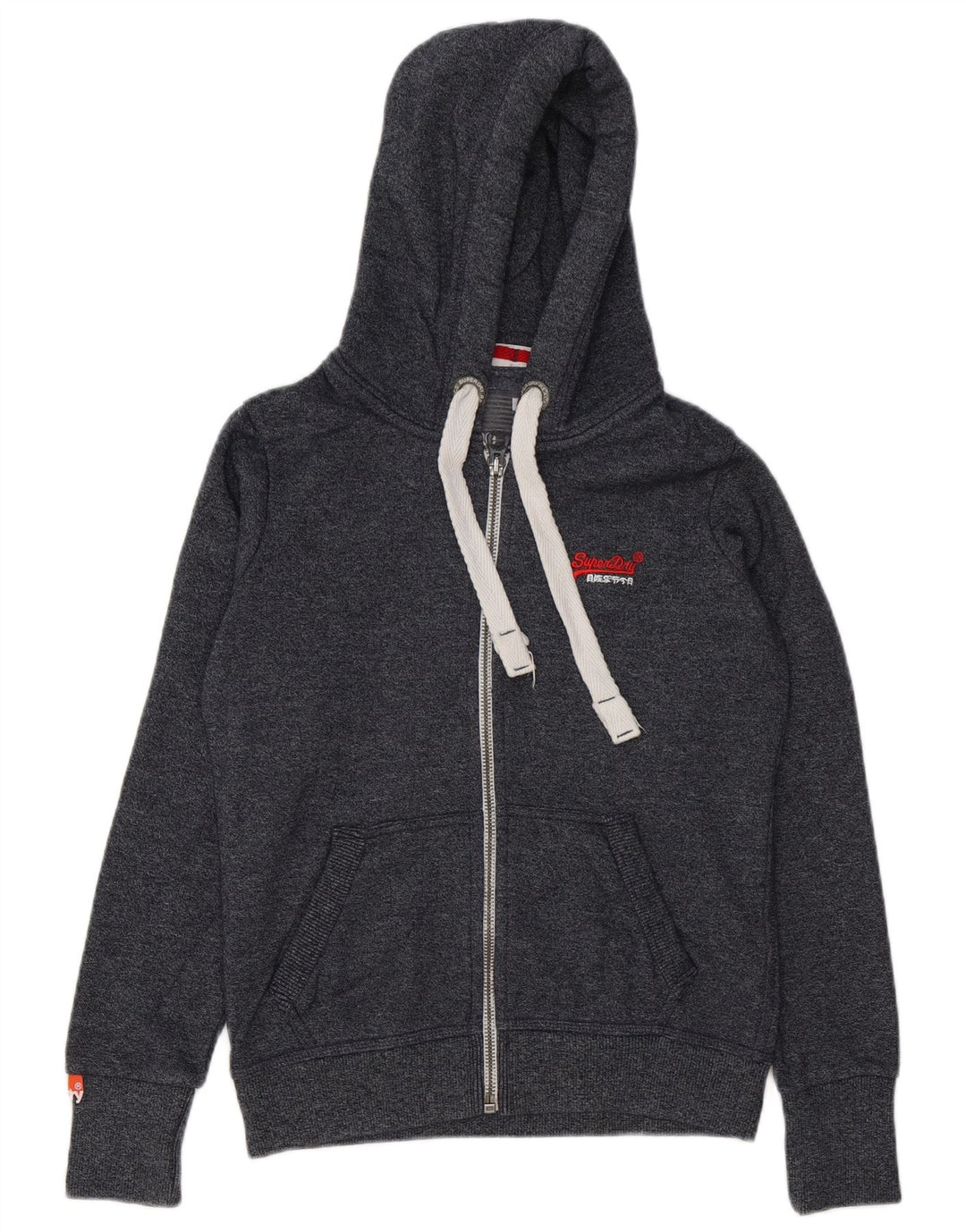 Ανδρικό πουλόβερ με κουκούλα με φερμουάρ Superdry, βαμβακερό μεσαίο γκρι