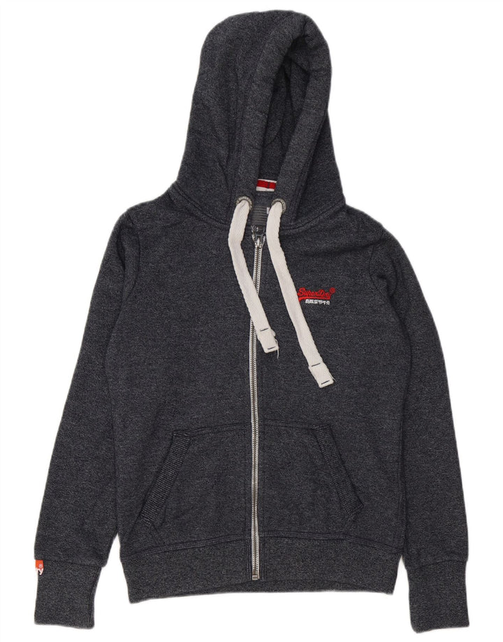 Ανδρικό πουλόβερ με κουκούλα με φερμουάρ Superdry, βαμβακερό μεσαίο γκρι