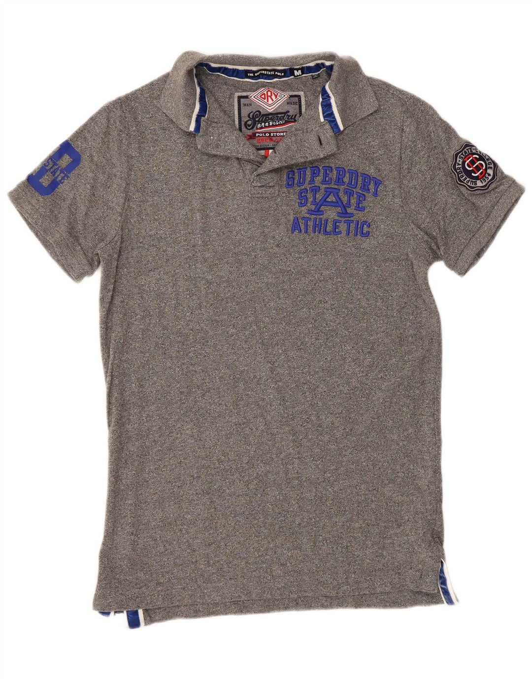 Ανδρικό γραφικό μπλουζάκι πόλο SUPERDRY Βαμβακερό μεσαίο γκρι