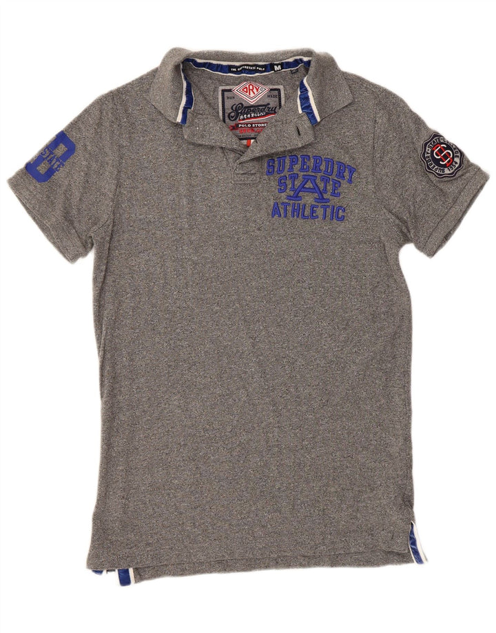 Ανδρικό γραφικό μπλουζάκι πόλο SUPERDRY Βαμβακερό μεσαίο γκρι