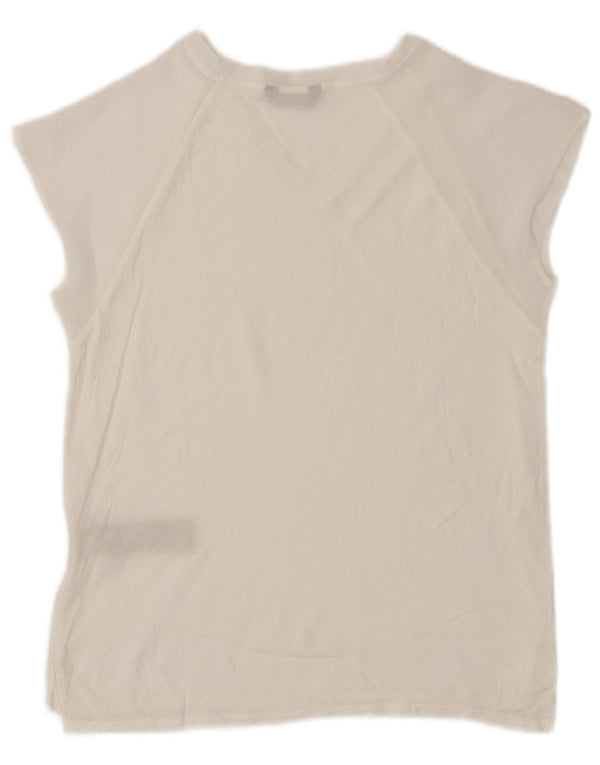 Massimo Dutti Γυναικείο T-Shirt Top UK 10 Small White Lyocell