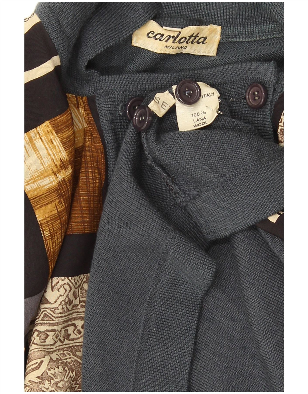 Vintage γυναικεία ζακέτα με διπλό στήθος UK 14 Medium Grey Patchwork
