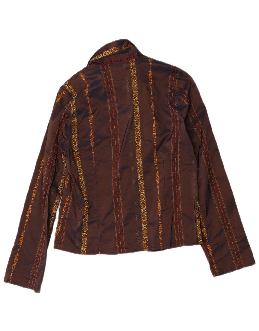 Vintage γυναικείο πουκάμισο μπλούζα UK 12 Medium Brown Paisley