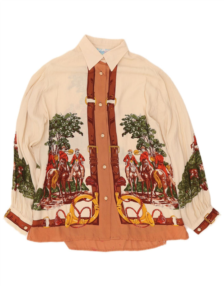 GABRI ELLE LA CAMICIA Γυναικείο γραφικό μπλούζα UK 16 Large Off White