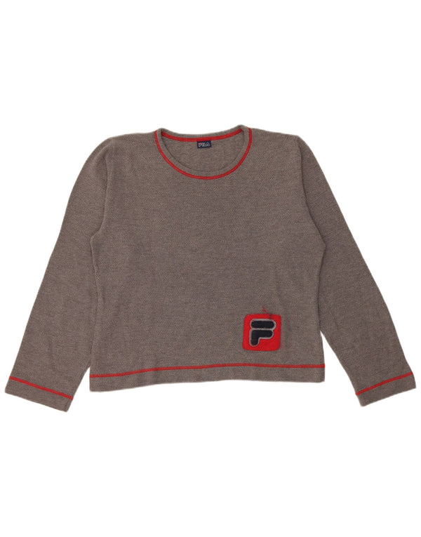 Fila Γυναικείο Crop Graphic Top Μακρυμάνικο UK 16 Large Grey